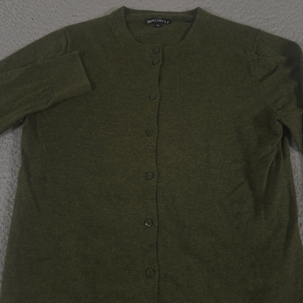 J.Crew Sweater Women M Green 100% Cotton Classic Cardigan Knit Button Mercantile
